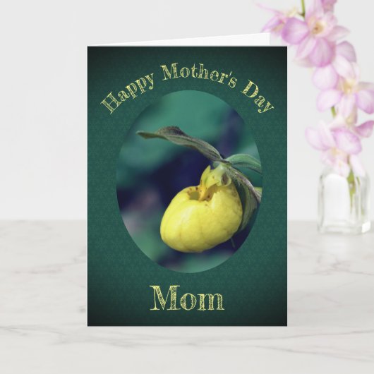 Moederdag Dank je wel mama Yellow Lady Slipper Kaart (Orchidee)
