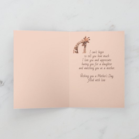 Moederdag Daughter Fun Giraffe Animal Kaart (Binnen)