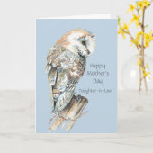 Moederdag Daughter-in-Law Humor Barn Owl Bird Kaart (Gele Bloem)