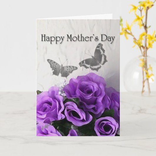 Moederdag (de Paars namen & Vlinder) toe Kaart (Gele Bloem)