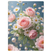 Moederdag Delicate roze rozen en witte madeliefjes Klembord (Achterkant)