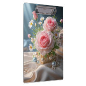 Moederdag Delicate roze rozen en witte madeliefjes Klembord (Rechts)