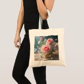 Moederdag Delicate roze rozen en witte madeliefjes Tote Bag (Voorkant (product))