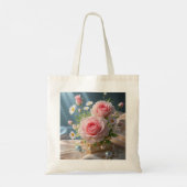 Moederdag Delicate roze rozen en witte madeliefjes Tote Bag (Achterkant)
