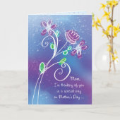 Moederdag denken aan je paarse bloemen kaart (Gele Bloem)