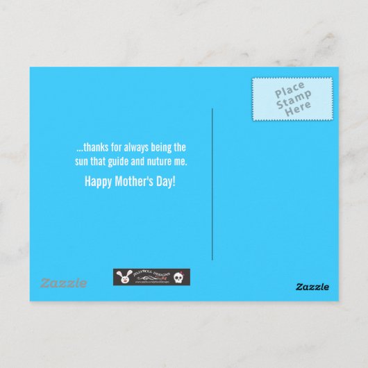 Moederdag design met bloem, taart en theepot briefkaart (Achterkant)