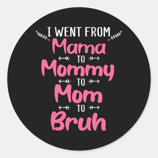 Moederdag die ik van mama naar mama ging... naar m ronde sticker (Voorkant)