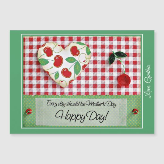 Moederdag Dimensional Quilled Cherry Magnet Kaart (Voorkant)