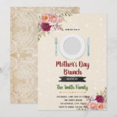 Moederdag diner thema uitnodiging (Voorkant / Achterkant)