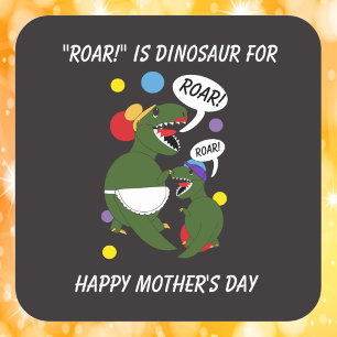 Moederdag Dinosaurus Grappig Van Son Vierkante Sticker