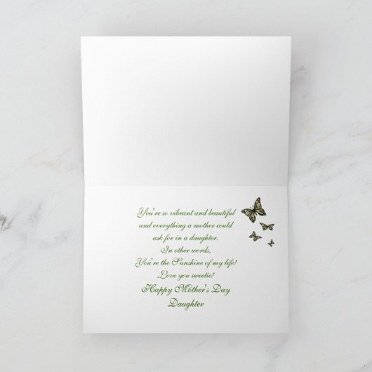 MOEDERDAG - DOCHTER - BLOEMEN & VLINDERS KAART (Binnen)