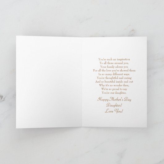 Moederdag - Dochter - Delicate en Roze Bloemen Kaart (Binnen)