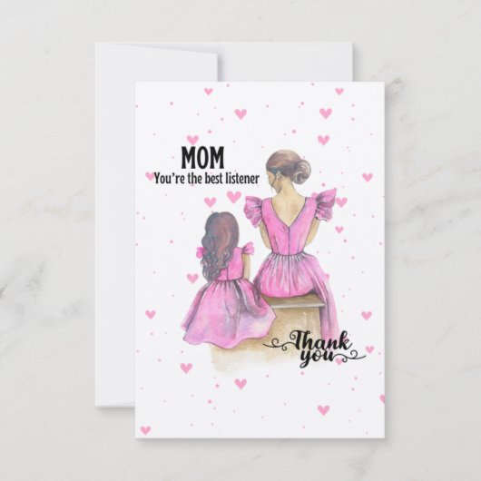 Moederdag Dochter Moeder Roze Mooi briefkaart (Voorkant)