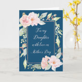 Moederdag Dochter Navy Blue Roze Bloemen Kaart (Gele Bloem)