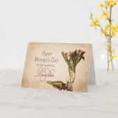 MOEDERDAG - DOCHTER - VINTAGE TULPEN KAART (Gele Bloem)