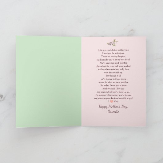 Moederdag, Dochter, Waterverf Bloemen en Boog Kaart (Binnen)