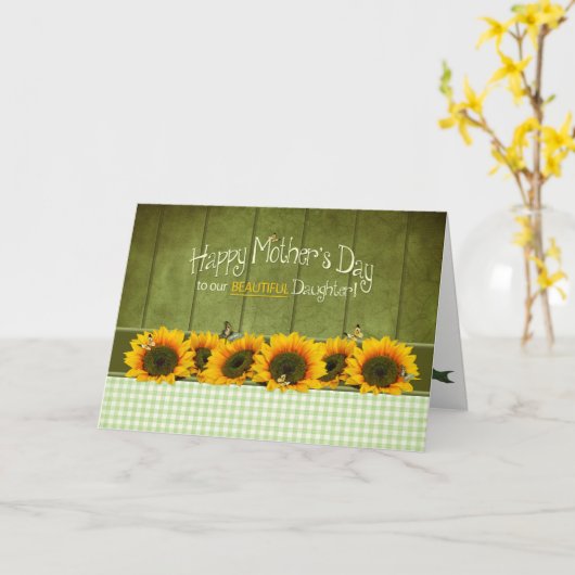 Moederdag - Dochter - Zonnebloemen & vlinders Kaart (Gele Bloem)
