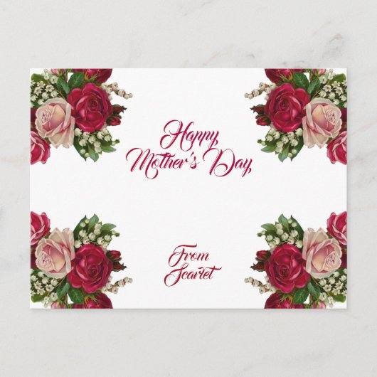 Moederdag Dochters Roestieke Rozen Bloemig Groen Feestdagenkaart (Voorkant)