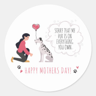 Moederdag Dog mama Funny Paws Love Heart Ronde Sticker