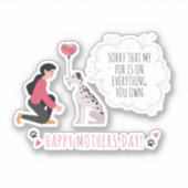 Moederdag Dog mama Funny Paws Love Heart Sticker (Voorkant)