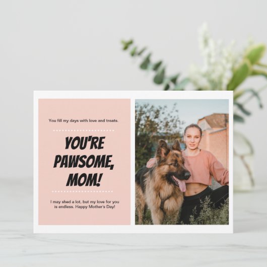 Moederdag Dog Moeder Schattige Huisdier Foto Feestdagenkaart (Staand voorkant)
