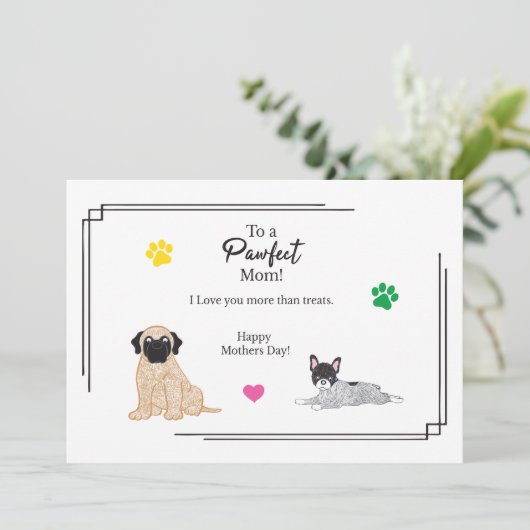 Moederdag Dogs Kaart (Staand voorkant)