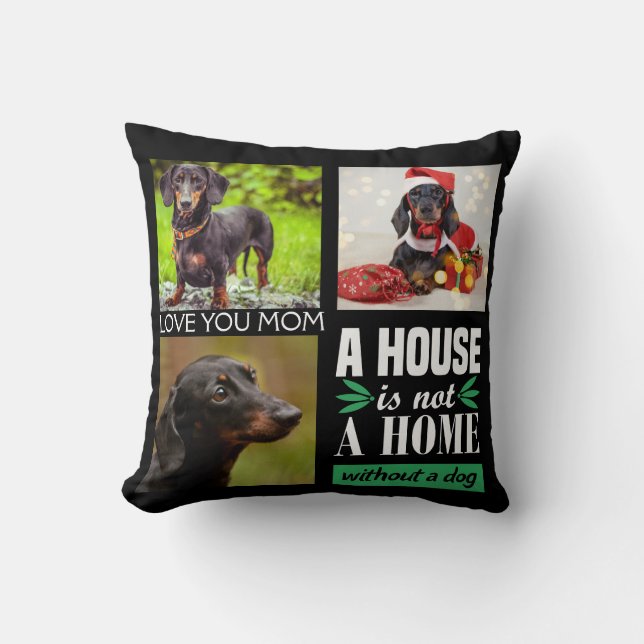 Moederdag drie fotocollage met de hond Cush Kussen (Voorkant)