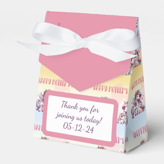 Moederdag eenhoorn-themafeest bedankdoosjes (Voorkant Zijde)