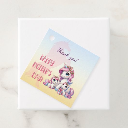 Moederdag eenhoorn-themafeest bedankjes labels (In situ)