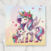 Moederdag eenhoorn-themafeest bedankjes labels (Achterkant)