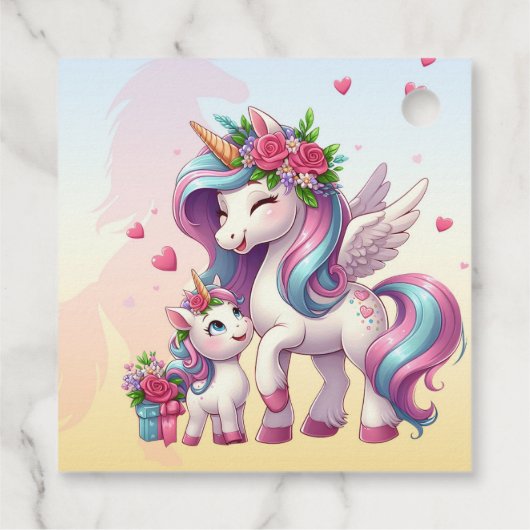 Moederdag eenhoorn-themafeest bedankjes labels (Achterkant)