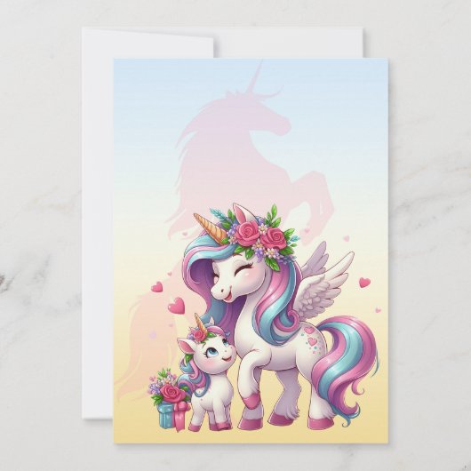 Moederdag eenhoorn-themafeest bedankkaart (Achterkant)