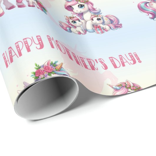 Moederdag eenhoorn-themafeest cadeaupapier (Rol Hoek)