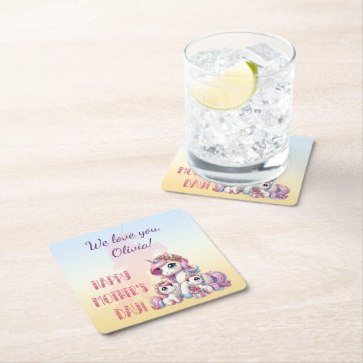 Moederdag eenhoorn-themafeest kartonnen onderzetters (Insitu)