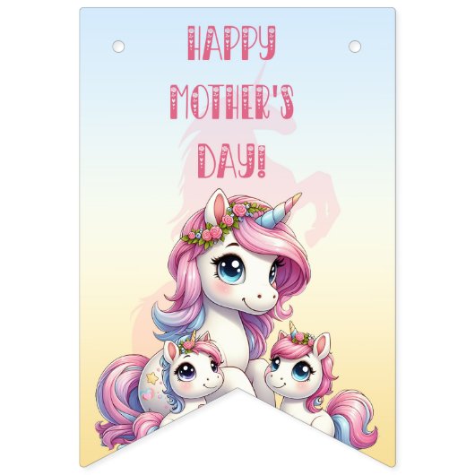 Moederdag eenhoorn-themafeest vlaggetjes (Eerste vlag)