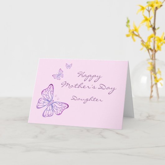 Moederdag Elegant Garden Butterflies Roze Kaart (Gele Bloem)