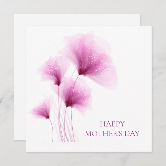 Moederdag Elegant Glitter Pink Floral Feestdagenkaart (Voorkant / Achterkant)