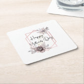 Moederdag Elegant grijze roze Floral Kartonnen Onderzetters (Schuin)