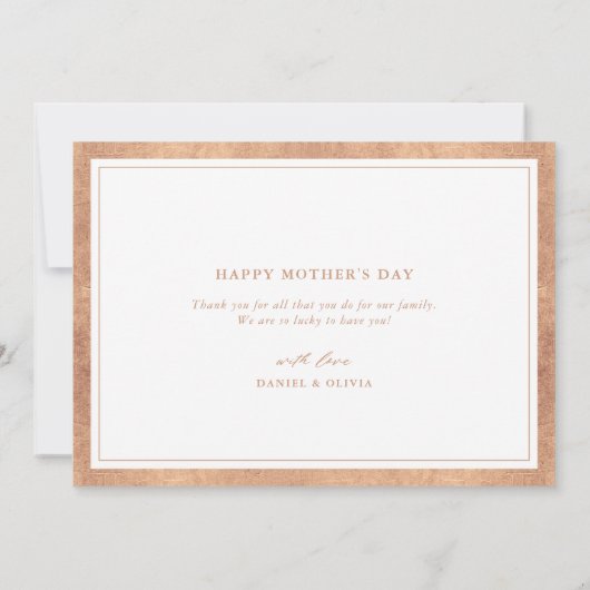 Moederdag Elegant Roos Gold Script Kaart (Achterkant)