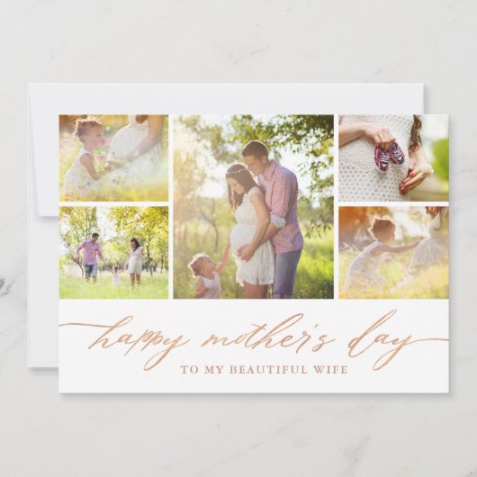 Moederdag Elegant Roos Gold Script Kaart (Voorkant)