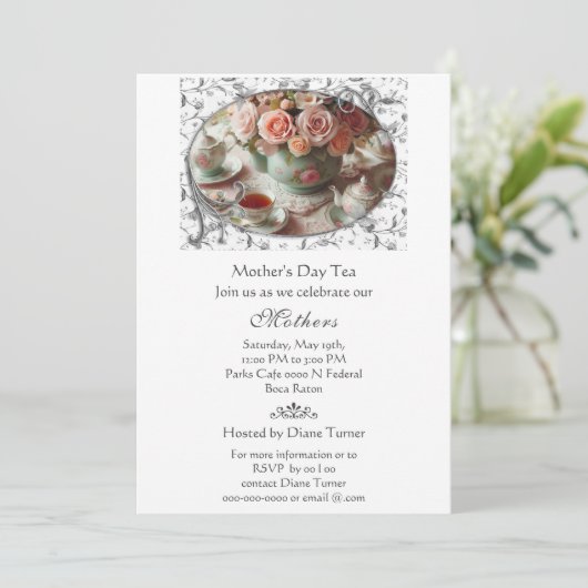 Moederdag Elegant Tea Party Kaart (Staand voorkant)