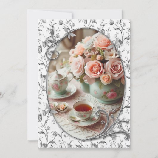 Moederdag Elegant Tea Party Kaart (Achterkant)