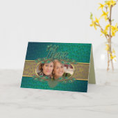 Moederdag elegante pauwenveren fotokaarten kaart (Gele Bloem)