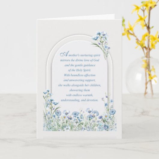 Moederdag Elegante religieuze liefde Dusty Blue Kaart (Gele Bloem)