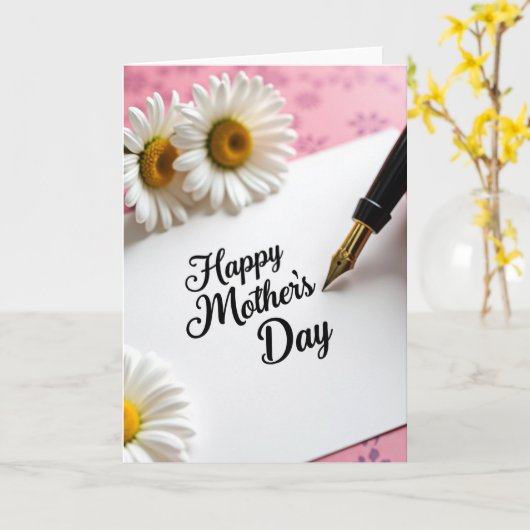 Moederdag Elegante Script Kaart (Gele Bloem)