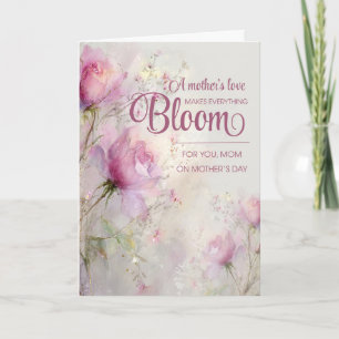 Moederdag Elegante Vrouwelijke Roze Roos Bloemstuk Kaart