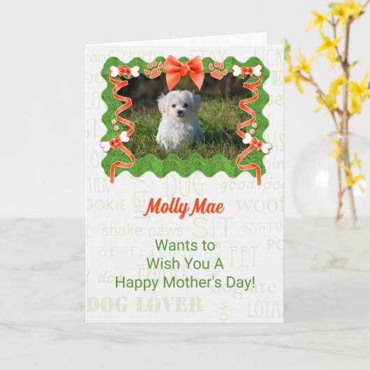 Moederdag en groen van de hond kaart (Gele Bloem)