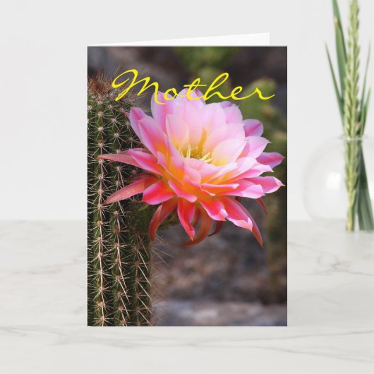 Moederdag- en roze cactus kaart (Voorkant)