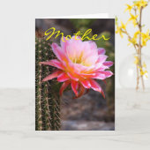 Moederdag- en roze cactus kaart (Gele Bloem)