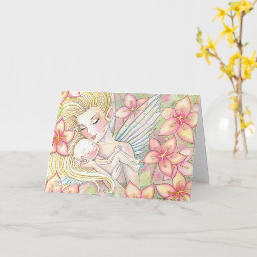 Moederdag Fairy Kaart, ik zal voor altijd van je h Kaart (Gele Bloem)